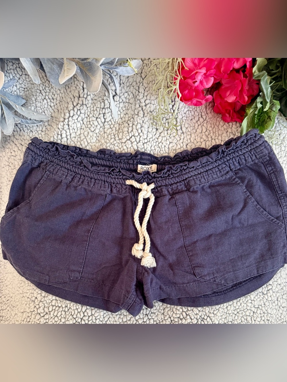 Roxy Navy Blue Drawstring Casual Shorts